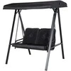 "Outsunny Hollywood" supynės 2 vietų sodo supynės su reguliuojamu stogu, pagalvėlėmis, supamojo suolo keliamoji galia iki 220 kg, skirtos sodui, balkonui, juodos spalvos, 145 x 116 x 172 cm