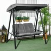 Outsunny 2 vietų sodo sūpynės su reguliuojamu stogeliu, pagalvėlėmis, suoliukas-sūpynės iki 220 kg, sodui, balkonui, tamsiai pilkos spalvos, 145 x 116 x 172 cm