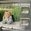 "Outsunny Hollywood" sūpynės su atsilenkimo funkcija, 3 vietų sodo sūpynės su reguliuojamu stogeliu, šoniniu staliuku, vandeniui nelaidus sūpynės suoliukas, pakraunamas iki 340 kg, skirtos sodui, 200x120x164 cm, kreminės baltos spalvos