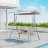 "Outsunny Hollywood" supynės su puodelio laikikliu ir šonine kišenėle, dvivietės sodo supynės su stogeliu nuo saulės, supamojo suolelio keliamoji galia iki 180 kg, sodo gultas sode, terasoje, 175 x 112 x 165 cm, smėlio spalvos
