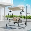 "Outsunny Hollywood Swing" rotango dvivietės sodo sūpynės su reguliuojamu stogeliu nuo saulės, pagalvėlėmis, kabantis suoliukas, kurio keliamoji galia iki 240 kg, kabančios sūpynės, skirtos sodo balkonui 149 x 121 x 180 cm, chaki spalvos
