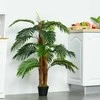 Outsunny HOMCOM Dirbtinė palmė, 120 cm, tikroviškas dirbtinis augalas, skirtas auginti namuose ir lauke, plastikiniame vazone