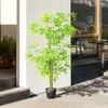 Outsunny HOMCOM dirbtinis bambukas, didelis 150 cm, plastikiniai dirbtiniai vazoniniai augalai, tikroviškas bambukas su dirbtinėmis samanomis svetainei, miegamajam, biurui, sodui, moderni dekoracija