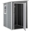 Outsunny sodo namelis, 1,54 m³, su vienšlaičiu stogu, 122 x 149 x 192/177 cm, rakinamas sandėliukas su langais, dviračių garažas, aliumininė sodo spinta, skirta kiemui, sodui, pilkos spalvos