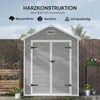 Outsunny įrankių namelis 2,4m², vandeniui atsparus sodo namelis su grindimis, šlaitinis stogas, 182x151x219/181 cm, įrankių namelis su užrakinamomis durimis, langas, dviračių garažas, aliuminio sodo spinta, kiemui, sodui, pilkas