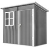 Outsunny sodo namelis 2,55 m², sodo sandėliukas su vienšlaičiu stogu, 221 x 133 x 190/173 cm, rakinamas įrankių namelis su langu, plieno sandėliukas dviračiams, tamsiai pilkas