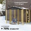 Outsunny sodo namelis 4,4 m², įrankių namelis su vienšlaičiu stogu, stumdomos durys, pamatas, 240 x 206 x 198 cm, įrankių pašiūrė iš cinkuoto plieno, atsparus oro sąlygoms, sodui, tikmedžio spalva