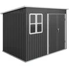 Outsunny sodo namelis 4,13 m³, įrankių namelis, 260 x 177 x 190 cm, sandėliukas su langu, rakinamomis durimis, garažas dviračiams, plieninė spinta sodui, kiemui, tamsiai pilka