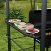 "Outsunny" kepsninės paviljonas su apsauga nuo liepsnos stogas BBQ paviljonas 2 lentynos apsauga nuo UV spindulių pavėsinė sodo balkonas plienas PC tamsiai pilka 240x150x230cm