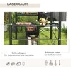 "Outsunny" kepsninės paviljonas su apsauga nuo liepsnos stogas BBQ paviljonas 2 lentynos apsauga nuo UV spindulių pavėsinė sodo balkonas plienas PC tamsiai pilka 240x150x230cm
