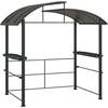 "Outsunny" kepsninės paviljonas su apsauga nuo liepsnos stogas BBQ paviljonas 2 lentynos apsauga nuo UV spindulių pavėsinė sodo balkonas plienas PC tamsiai pilka 240x150x230cm