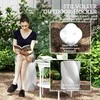 "Outsunny" keraminė spiralės formos taburetė su sėdyne 120 kg apkrovai Ø33 x 45 cm Oro sąlygoms atspari sodo taburetė su dangčiu Gėlių taburetė Lauko kempingo taburetė Terasa Terasa Balkonas Balta