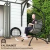 "Outsunny" kiaušinio formos kabanti kėdė, skirta naudoti lauke, sulankstomos kabančios supynės su puodelio laikikliu, nuimama plaunama sėdynė, rėmas, hamakas 1 asmeniui, supamoji kėdė terasai, sodui, juoda