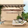 "Outsunny" konsolinis skėtis Ø260 cm skėtis su apsauga nuo UV spindulių 50+, nepraleidžiantis vandens, su stoveliu, dangčiu, rankenėle, apsauga nuo vėjo, turgaus skėtis, pakreipiamas sodo skėtis balkonui, terasai, chaki spalvos
