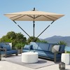 "Outsunny" konsolinis skėtis Ø260 cm skėtis su apsauga nuo UV spindulių 50+, nepraleidžiantis vandens, su stoveliu, dangčiu, rankenėle, apsauga nuo vėjo, turgaus skėtis, pakreipiamas sodo skėtis balkonui, terasai, chaki spalvos