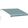 Outsunny Markizė su rankine alkūne, tvirtinimas prie sienos - Balta su Žalia 395 x 245 cm