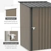 Outsunny plieno sodo namelis, 0,92 m² įrankių namelis su vienšlaičiu stogu, rakinama sodo spintelė, įrankių pašiūrė, 100 x 103 x 160 cm, rudas