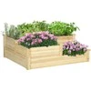 Outsunny pakelta lysvė, 3 pakopų lysvė, vazonas, prieskoninių žolelių lysvė, laiptuota lysvė, gėlių stovas, eglės mediena, natūrali spalva