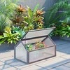 "Outsunny" medinis šaldymo rėmas, mini šiltnamis 90 x 52 x 49,5 cm, šiltnamis su dangčiu, permatomas šaldymo rėmas, žiemai atspari pakelta lova sode, balkone, pilka spalva