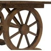 Outsunny sodo stalas iš medžio masyvo, balkono stalas, medinis stalas, ratų formos, atsparus oro sąlygoms, natūralus, 113 x 60 x 65 cm