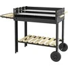 Outsunny Medžio anglių kepsninė, BBQ kempingo kepsninė su dviem grotelėmis, lentyna, rankena, metalinė, juoda, 113x53.5x82.5cm