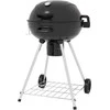 "Outsunny" medžio anglių kepsninė, BBQ kempingo kepsninė su grotelėmis, ratukais, lentyna, pelenų gaudykle, integruotu termometru, metalinė