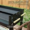 Outsunny Medžio anglių kepsninė, BBQ kempingo kepsninė su dviem grotelėmis, lentyna, rankena, metalinė, juoda, 113x53.5x82.5cm