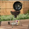 "Outsunny" medžio anglių kepsninė, BBQ kempingo kepsninė su grotelėmis, ratukais, lentyna, pelenų gaudykle, integruotu termometru, metalinė