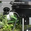 "Outsunny" medžio anglių kepsninė, BBQ kempingo kepsninė su grotelėmis, ratukais, lentyna, pelenų gaudykle, integruotu termometru, metalinė