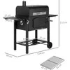 "Outsunny" medžio anglių kepsninė BBQ sodo kepsninė su dangčiu, lentynomis, rūkykla, pašildymo dėže, lentynomis, transportavimo ratukais, metalinė