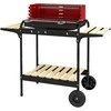 "Outsunny" medžio anglių kepsninė iš metalo BBQ rūkykla su ratukais, reguliuojamo aukščio grotelės, malkų stovas, mobili kepsninė ant vežimėlio, medžio anglių kepsninė, medžio anglių kepsninė, skirta kepsniams stovyklaujant, terasoje, 103x47x95 cm