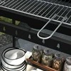 Outsunny metalinis anglies grilis, BBQ rūkykla su ratukais, reguliuojamo aukščio grotelės, medinė lentyna, mobilus grilio vežimėlis, anglies grilis kepsninei, kempingui, terasai, 103x47x95 cm
