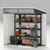 Outsunny metalinis sodo namelis 1,9m² 195x122x182cm, įrankių pašiūrė su pamatu, šlaitinis stogas, langai, stumdomos durys, tamsiai pilkas