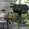 Outsunny metalinis anglies grilis, BBQ rūkykla su dangčiu, termometru, ratukais ir reguliuojama anglių talpykla, kilnojamas anglies grilis, kepsninė stovyklavimui, terasai, 95x71,5x102 cm