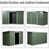 Outsunny Metalinis sodo sandėliukas, įrankių stoginė su stumdomomis durimis, vėdinimo langu - šviesiai žalia 280 x 130 x 172 cm