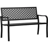 Outsunny plieno sodo suoliukas, 2 vietų parko suoliukas su atlošu ir porankiais, suoliukas su gėlių raštu, maks. 240 kg, juodas, 127 x 63 x 83 cm