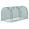 "Outsunny" mini šiltnamis 2,49x1,2 m dydžio augalų apsaugos palapinė su durimis, skirta sodui ir balkonui, plieno rėmas ir HDPE tinklas, tamsiai žalia