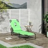 „Outsunny“ sulankstomas sodo gultas su anga skaitymui, pagalve, 4 padėčių reguliuojamu atlošu, atsparus oro sąlygoms kempingo gultas iki 120 kg, sodui, paplūdimiui, baseinui, žalias