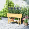"Outsunny" pakelta lysvė su lentyna, pakelta vaistažolių lysvė su drenažo angomis, medinė sodinukų dėžė, oro sąlygoms atspari daržovių lysvė, sodo lysvė, sodo lysvė, balkonas, 100 x 30 x 70,5 cm natūrali mediena