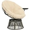 Outsunny Papasan kėdė iš ratano, 360° besisukanti, su pagalve, 90 cm skersmens, apvali lauko kėdė, besisukanti poilsio kėdė, svetainei, sodui, balkonui, smėlio spalvos
