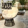 Outsunny Papasan kėdė iš ratano, 360° besisukanti, su pagalve, 90 cm skersmens, apvali lauko kėdė, besisukanti poilsio kėdė, svetainei, sodui, balkonui, smėlio spalvos