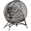Outsunny Papasan sodo kėdė, 2 krepšiai, pagalvėlė, ovalus poilsio krėslas, sulankstomas, balkonui, terasai, smėlio spalvos, plienas, 118x75x139 cm