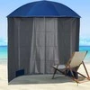 Outsunny Paplūdimio skėtis su šoniniu skydeliu, poliesteris, mėlynas, 2,2x2,2 m