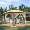 "Outsunny" pavėsinė 3,3x3,3 m, vandens nepraleidžianti žiemą iššokanti sulankstoma pavėsinė su dvigubu stogu, apsauga nuo UV spindulių, sulankstoma šventinė sodo palapinė su šoninėmis sienelėmis, krepšys sodo pavėsinė kempingui sode, smėlio spalvos