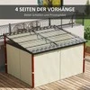 "Outsunny" pavėsinė 3,5x3 m su šoninėmis sienelėmis, apsaugota nuo vėjo, reguliuojamo aukščio, pakeliamas stogas, smėlio spalvos