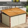 "Outsunny" pavėsinė 3,5x3 m su šoninėmis sienelėmis, apsaugota nuo vėjo, reguliuojamo aukščio, pakeliamas stogas, smėlio spalvos