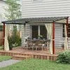 "Outsunny" pavėsinė 3,5x3 m su šoninėmis sienelėmis, apsaugota nuo vėjo, reguliuojamo aukščio, pakeliamas stogas, smėlio spalvos