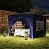 "Outsunny" pavėsinė 3x3 m, vandens nepraleidžianti, stabili, žiemai atspari iššokanti sulankstoma pavėsinė, apsauga nuo UV spindulių 50+, sulankstoma vakarėlių palapinė, sodo palapinė su 4 šoniniais skydais, sodo pavėsinė kempingui sode, tamsiai mėlyna