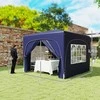 "Outsunny" pavėsinė 3x3 m, vandens nepraleidžianti, stabili, žiemai atspari iššokanti sulankstoma pavėsinė, apsauga nuo UV spindulių 50+, sulankstoma vakarėlių palapinė, sodo palapinė su 4 šoniniais skydais, sodo pavėsinė kempingui sode, tamsiai mėlyna