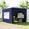 "Outsunny" pavėsinė 3x3 m, vandens nepraleidžianti, stabili, žiemai atspari iššokanti sulankstoma pavėsinė, apsauga nuo UV spindulių 50+, sulankstoma vakarėlių palapinė, sodo palapinė su 4 šoniniais skydais, sodo pavėsinė kempingui sode, tamsiai mėlyna